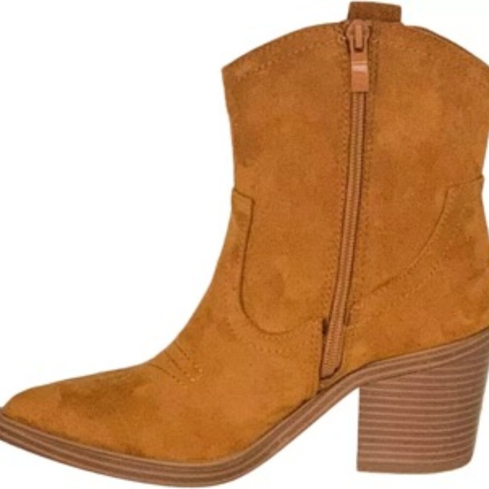 TOP MODA Heaven Western Ankle Booties Stitched Cowboy Women's Boots Tan Size 7 - Picture 2 of 5